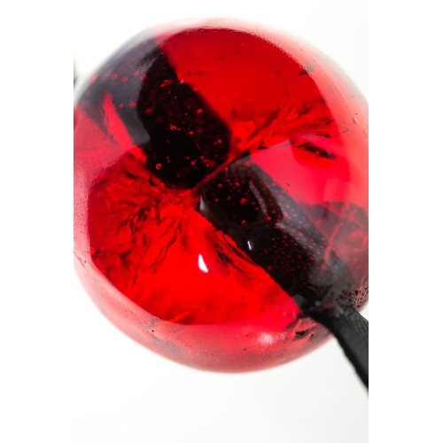 Красный кляп-леденец на кожаных ремешках со вкусом виски