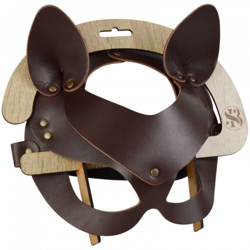 Коричневая кожаная маска  Кошечка 