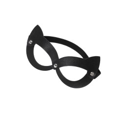 Черная открытая маска с ушками кошки