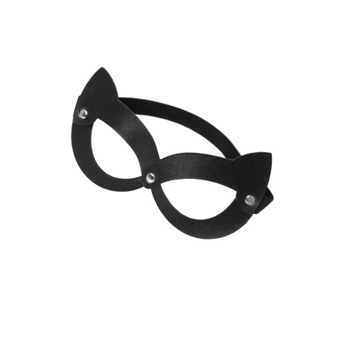 Черная открытая маска с ушками кошки