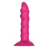 Розовый ребристый анальный фаллоимитатор Twisted Plug With Suction Cup - 17 см. 