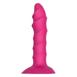 Розовый ребристый анальный фаллоимитатор Twisted Plug With Suction Cup - 17 см. 