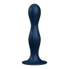 Темно-синий фаллоимитатор Double Ball-R - 17,8 см.