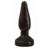 Чёрный анальный плаг с ребристой поверхностью - 14 см.