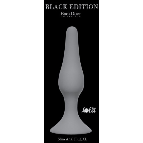 Серая анальная пробка Slim Anal Plug XL - 15,5 см.