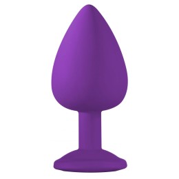 Большая фиолетовая анальная пробка Emotions Cutie Large с прозрачным кристаллом - 10 см.
