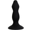 Чёрная анальная пробка с полостями для сжатия и легкого введения - 11 см.