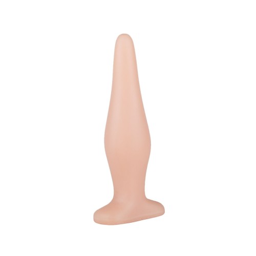 Телесная анальная пробка с широким основанием - 14 см.