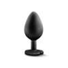 Черная анальная втулка с прозрачным кристаллом Bling Plug Medium - 8,2 см.