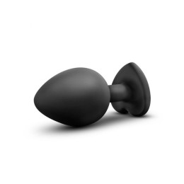 Черная анальная втулка с прозрачным кристаллом Bling Plug Medium - 8,2 см.