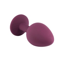 Бордовая средняя силиконовая пробка с прозрачным кристаллом