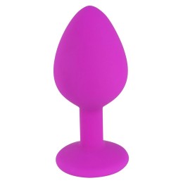 Лиловая средняя силиконовая пробка с прозрачным кристаллом