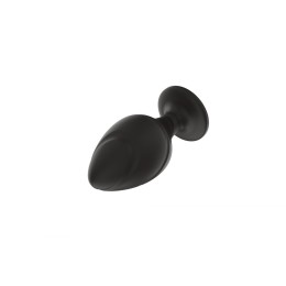 Черная средняя силиконовая анальная пробка с ложбинками по диагонали