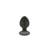 Черная малая силиконовая анальная пробка с рельефом в виде галочек