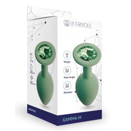 Салатовая анальная пробка с кристаллом Gamma-M - 8,1 см.
