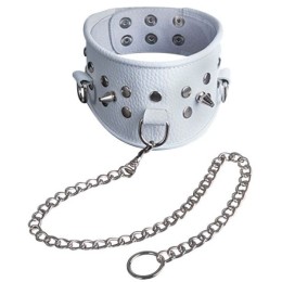 Белый кожаный ошейник 