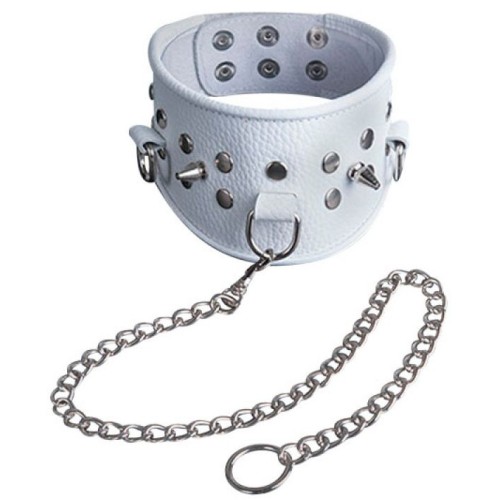 Белый кожаный ошейник 