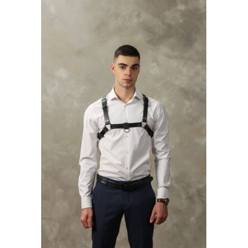 Черная мужская кожаная портупея №4