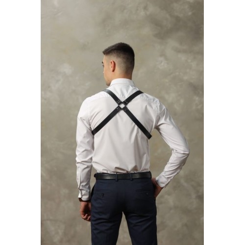 Черная мужская кожаная портупея №4