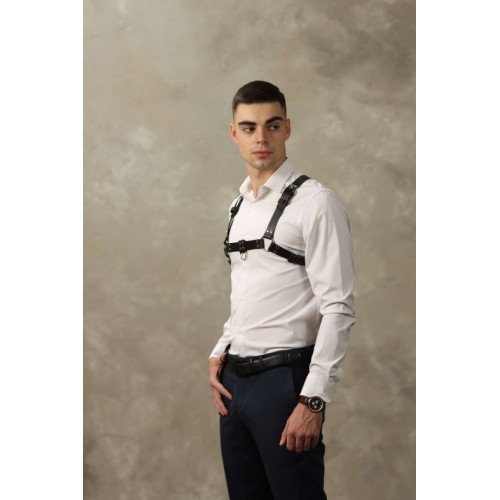 Черная мужская кожаная портупея №4