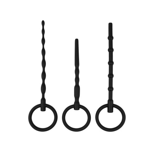 Набор из 3 черных уретральных массажеров Twist