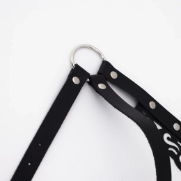 Черная резная портупея с клепками