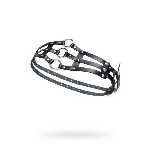 Черный кожаный пояс с кольцами