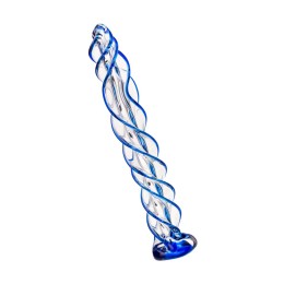 Прозрачный спиралевидный стимулятор из стекла - 18,5 см.