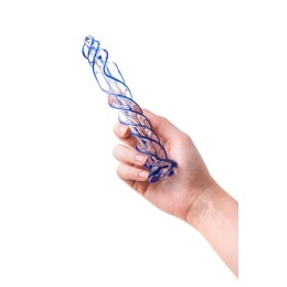 Прозрачный спиралевидный стимулятор из стекла - 18,5 см.