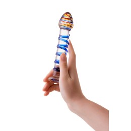 Прозрачный фаллос из стекла со спиралью - 18 см.
