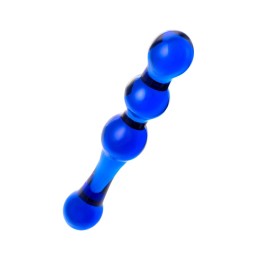 Синий стеклянный фаллоимитатор с наплывами - 20,5 см.
