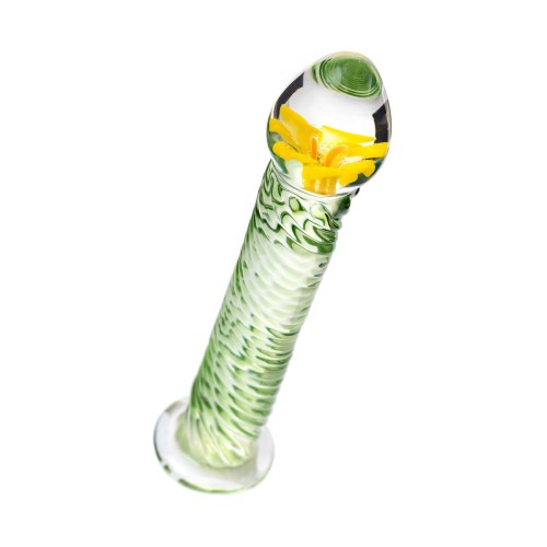 Стеклянный фаллоимитатор со спиралевидным рельефом - 16,5 см.