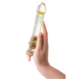 Стеклянный фаллоимитатор со спиралевидным рельефом - 16,5 см.