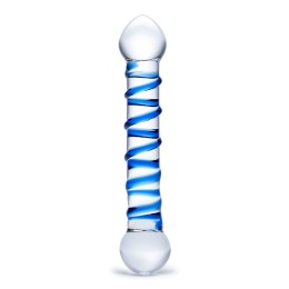 Прозрачный фаллос с голубой спиралью Spiral Dildo - 17 см.