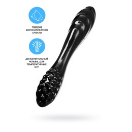 Черный двусторонний фаллоимитатор Dazzling Crystal 1 - 18,5 см.