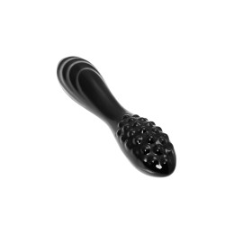 Черный двусторонний фаллоимитатор Dazzling Crystal 1 - 18,5 см.