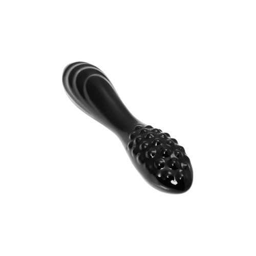 Черный двусторонний фаллоимитатор Dazzling Crystal 1 - 18,5 см.