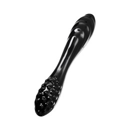 Черный двусторонний фаллоимитатор Dazzling Crystal 1 - 18,5 см.