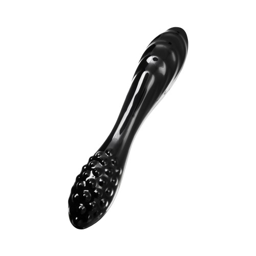 Черный двусторонний фаллоимитатор Dazzling Crystal 1 - 18,5 см.