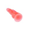 Розовый двойной фаллоимитатор с шипами и присоской - 17 см.
