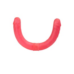 Розовый двусторонний гелевый фаллоимитатор - 44 см.