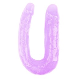 Фиолетовый двусторонний фаллоимитатор Hi-Rubber - 34 см.