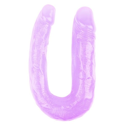 Фиолетовый двусторонний фаллоимитатор Hi-Rubber - 34 см.