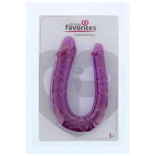 Фиолетовый двойной фаллоимитатор Double Head Dong - 30 см.