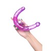 Фиолетовый двухсторонний фаллоимитатор с вибропулей - 35 см.