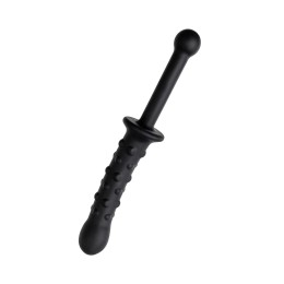 Черный двусторонний фаллоимитатор из силикона - 24,5 см.