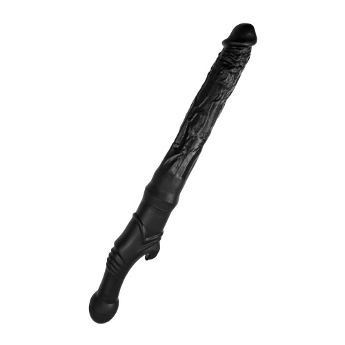 Черный двусторонний фаллоимитатор «Вразумитель» с шипом