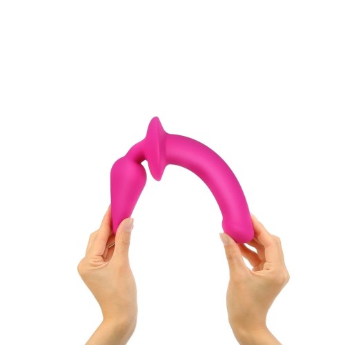 Ярко-розовый двусторонний фаллоимитатор Switch Plug-In Semi-Realistic Size L
