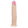 Телесный фаллоимитатор на присоске с большой головкой - 24,5 см.