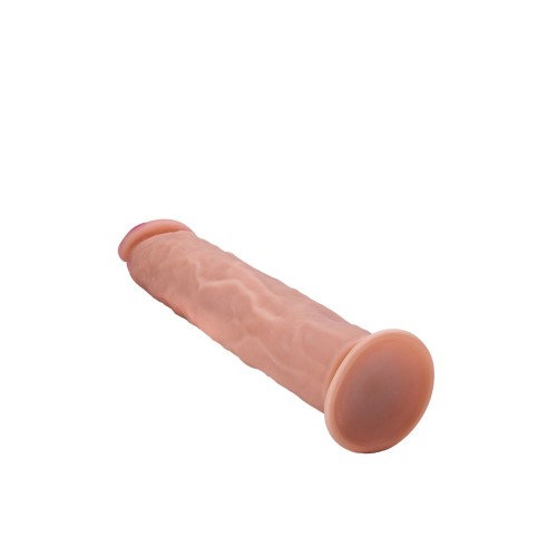 Телесный фаллоимитатор на присоске с большой головкой - 24,5 см.